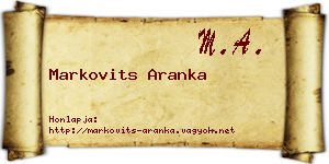 Markovits Aranka névjegykártya